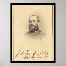 Le Président carte signée par James Garfield 1861 Poster