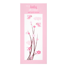 Le ressort rose d'inséparables fleurit le baby sho faire-part personnalisé