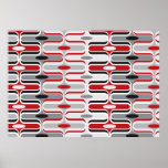 Le rétro art déco de mod zigzaguent noir rouge de  posters