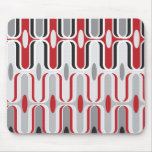 Le rétro art déco de mod zigzaguent noir rouge de  tapis de souris