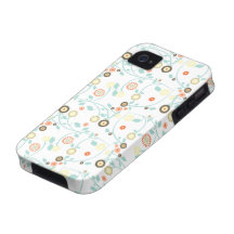 Le rétro ressort génial fleurit le jaune bleu blan iPhone 4 case