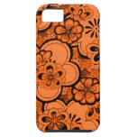 Le rétro résumé fleurit le Coque-Compagnon d'orang Coque iPhone 5 Case-Mate