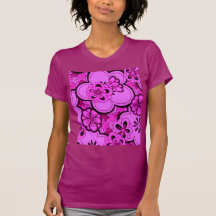 Le rétro résumé fleurit le T-shirt des femmes de f