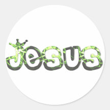 Le ROI de Jésus Plat le vert 3D noir Adhésif Rond
