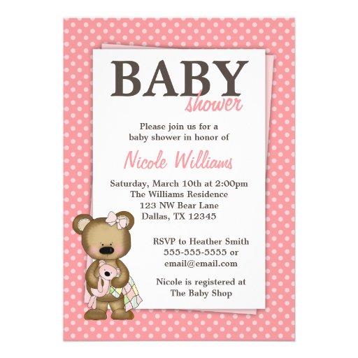Le rose de baby shower d'ours de nounours de fille