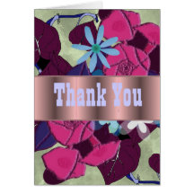 Le rose et le bouquet floral bleu vous remercient cartes