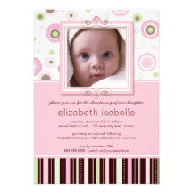 Le rose heureux pointille l'invitation de baptême 