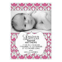 Le rose juste est arrivé des annonces de naissance invitations