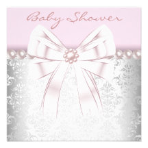 Le rose perle le baby shower rose de damassé faire-part