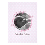 Le rose pointille le carte photo de bébé faire-part personnalisé