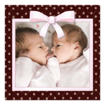 Le rose pointille le faire-part de naissance jumea