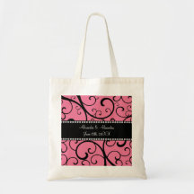 le rose tourbillonne des faveurs de mariage sacs en toile