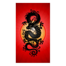 Le rouge a éclaté le dragon chinois cartes de visite personnelles
