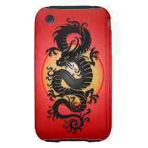 Le rouge a éclaté le dragon chinois étui tough iPhone 3
