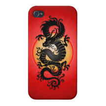 Le rouge a éclaté le dragon chinois coques iPhone 4