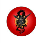 Le rouge a éclaté le dragon chinois pendule murale