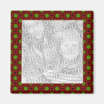 le rouge avec le vert pointille le cadre de photo magnets