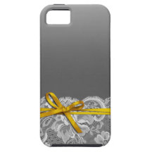Le ruban d'arcs et lacent le jaune gris de | coque iPhone 5