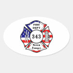 Le sapeur-pompier 9/11 n'oublient jamais 343 sticker ovale