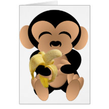 Le singe avec une banane cartes de vœux