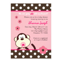 Le singe mignon pointille l'invitation de baby sho