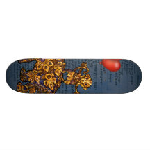 Le singe sur des éléphants soutiennent des ballons plateaux de skateboards customisés
