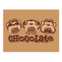 Le singe voient le chocolat carte postale