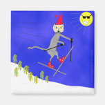 Le ski plein d'esprit Kitty obtient le grand air Aimants Pour Réfrigérateur
