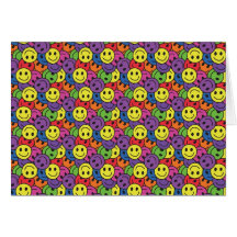 Le smiley fait face au rétro motif de hippie carte