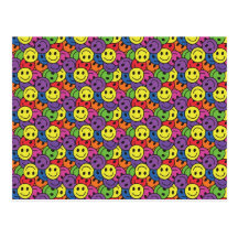 Le smiley fait face au rétro motif de hippie cartes postales