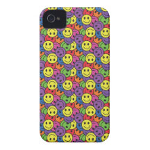 Le smiley fait face au rétro motif de hippie étui iPhone 4