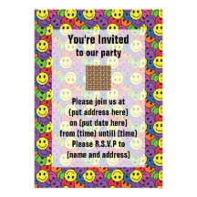 Le smiley fait face au rétro motif de hippie cartons d'invitation