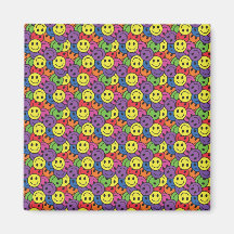 Le smiley fait face au rétro motif de hippie aimant