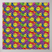 Le smiley fait face au rétro motif de hippie posters