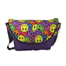 Le smiley fait face au rétro motif de hippie sacoches