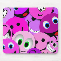 LE SMILEY POURPRE ET ROSE FAIT FACE AU COLLAGE TAPIS DE SOURIS