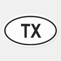 Le Texas "TX " Autocollant Ovale