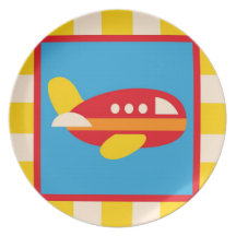 Le thème mignon de transport d'avion badine des ca assiette