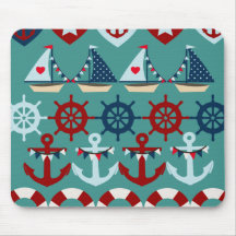 Le thème nautique d'été ancre des barres de bateau tapis de souris