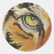 Le "tigre couvre de tuiles" l'aquarelle de mosaïqu adhésifs ronds