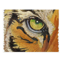 Le "tigre couvre de tuiles" l'aquarelle de mosaïqu carte postale