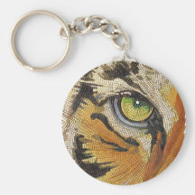 Le "tigre couvre de tuiles" l'aquarelle de mosaïqu porte-clé