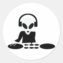 le tour étranger noir ajourne l'icône du DJ Autocollant Rond