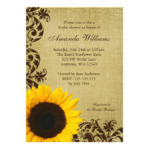 Le tournesol rustique tourbillonne invitation nupt