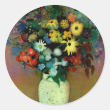Le vase d'Odilon Redon avec Flowers (1914) Adhésifs Ronds