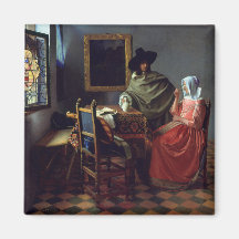 Le verre de vin, janv. Vermeer Aimant Pour Réfrigérateur