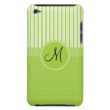 Le vert fait sur commande de monogramme barre le m étui barely there iPod