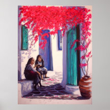 "Le village grec bavarde" (grand) Posters