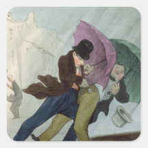 Le voyage de parapluie, de 'Flibustiers Parisiens Autocollants Carrés