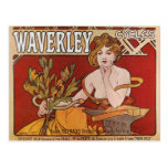 Le ~ Waverley de Mucha fait un cycle 1898 Cartes Postales